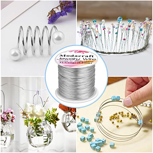 Image of Modacraft 22 Gauge Silver Wire for Jewelry Making with Jewelry Pliers, Craft Wire Beading Wire Tarnish Resistant Copper Wire