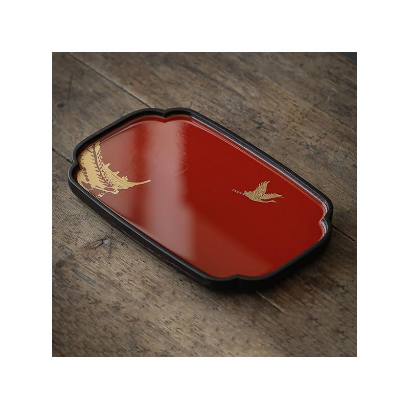Bandeja de servir de madera maciza de estilo chino, bandeja decorativa pequeña del palacio Fenghong para té y ocasiones festivas, acabado de laca de imitación, perfecto para el hogar y regalos