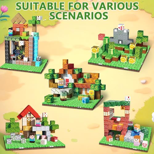 Image of Magnetic Blocks Baseplate - Magnet Toys for Kids, 4PCS, Grassland