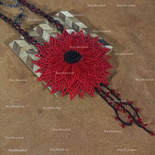 Long Beaded Necklace – Boho Native Handmade Seed Bead Tassel Necklace, Bohemian Large Statement Beaded Necklace for Women and Girls (craftscorner-va1)2