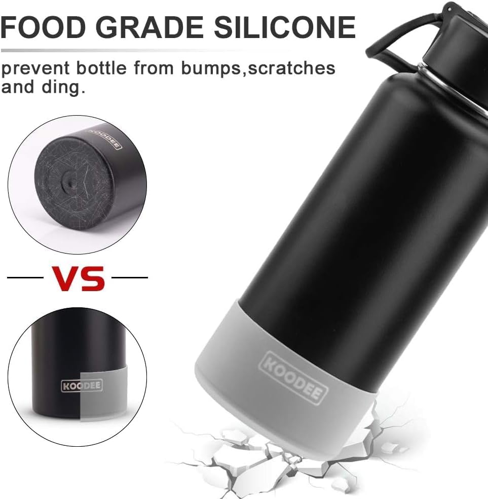 Miniatura 2 de koodee Funda protectora de silicona para botellas de agua Hydro Sport de 32 oz, 40 onzas, funda antideslizante para botellas de agua (transparente)