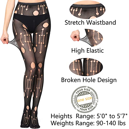 Fishnet Stockings with Holes, Fishnet Tights, Designer Tights for Women, Broken Hole Fishnets2