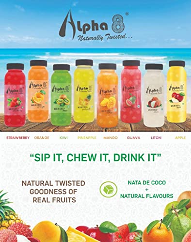 Image of ALPHA 8 FRUIT Juice with NATA De Coco Coconut Cubes Natural Energizer & Immunity Booster, Healthy Juice, High Fiber, Real Natural Taste (Mix Assorted flavours (Combo), Pack of 20)