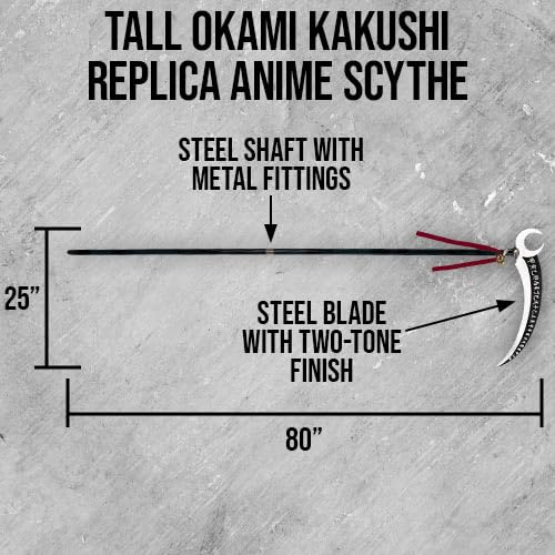 K Exclusive Tall Okami Kakushi Replica Anime Scythe | Massive Crescent Moon Shaped 25