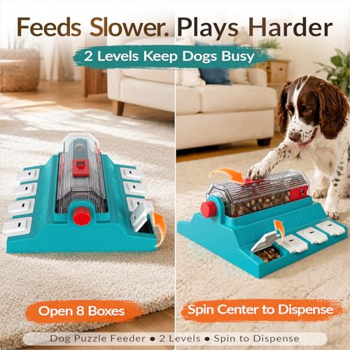 Image of KADTC 2-Level Dog Puzzle Toy Rotating Treat Dispenser for Medium /Large Dogs