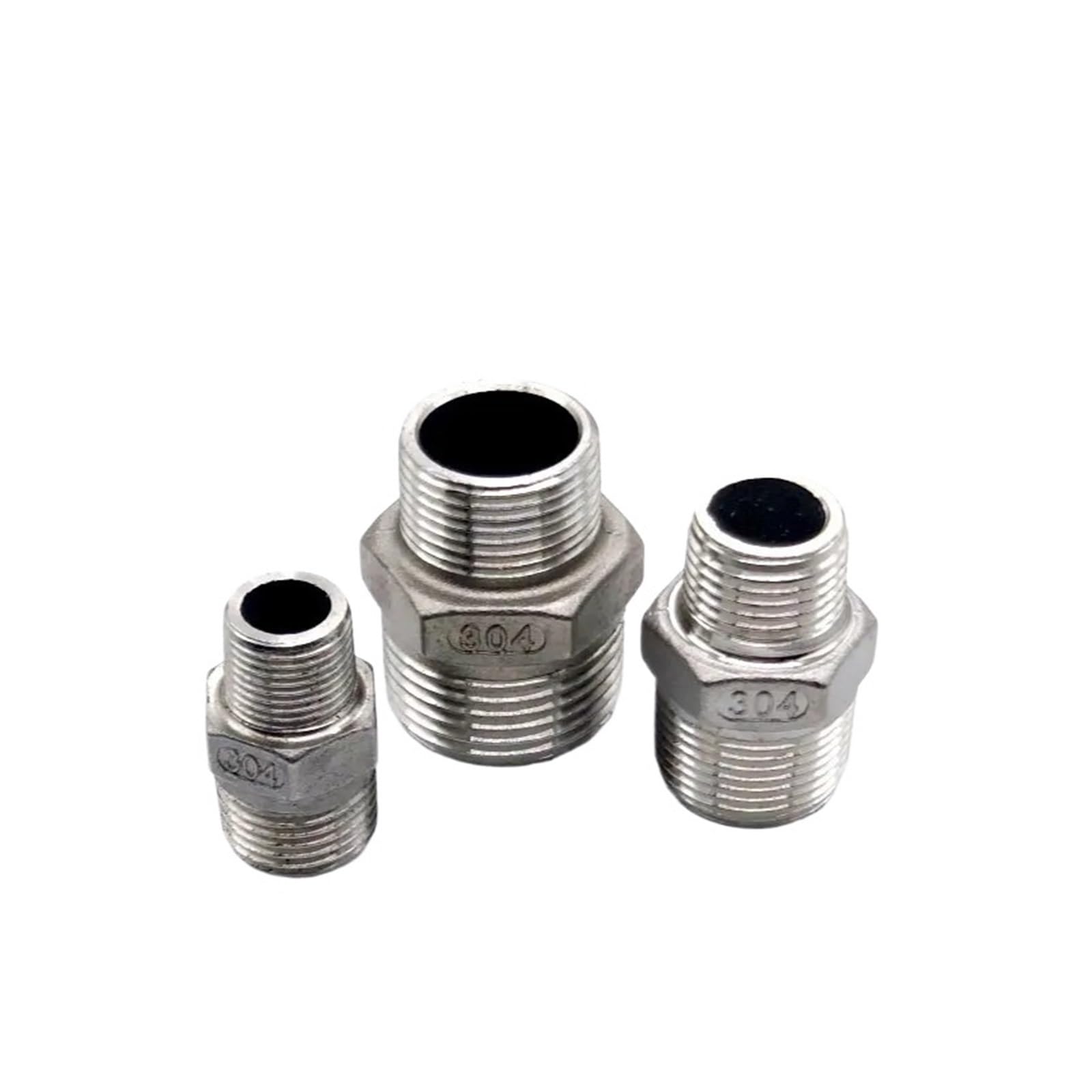 Coupling, Stainless Steel Hex Nipple,Hex Nipple Union 304 Stainless Steel Pipe Fitting Connector Water Oil Male to Male Thread Brass Hose