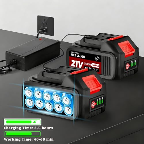 Rasentrimmer für Makita-Akkus mit 4 Klingentypen, Rasentrimmer mit Akku 2 4,0Ah und Unkrautbürste, 180° Faltbar, 750w Bürstenloser Akku Freischneider für Garten Trimming, Blau 6