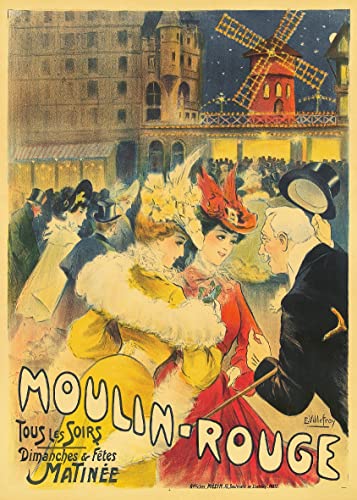 PostersAndCo ™ Moulin Rouge Cabaret Rybh-Poster/Reproduction HQ 50x70cm d'une Affiche Vintage