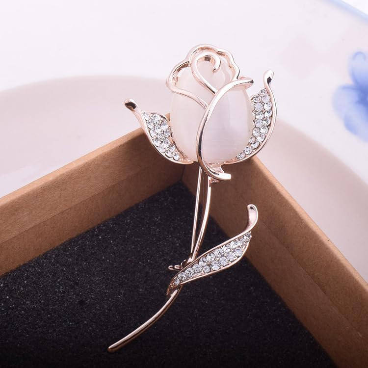 Image of Elegant Pink Lily Flower Brooch Pin for Women - Rhinestone Lily Lapel Pin for Coats, Jackets, and Sweaters