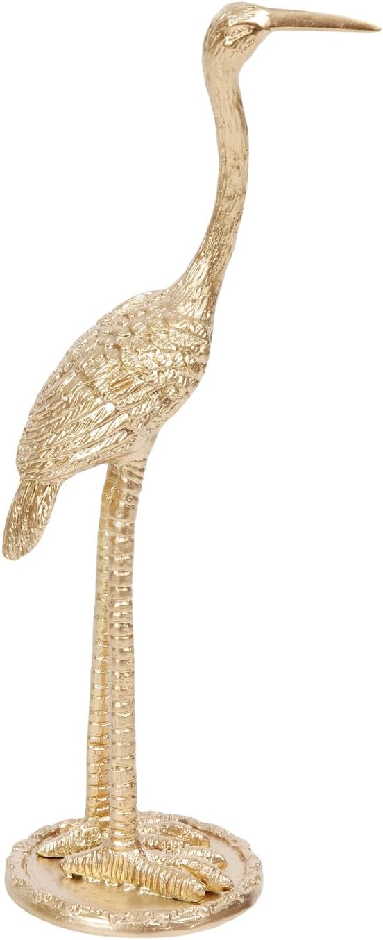 Gold Crane Ring Holder Jewelry Stand, Metal Animal Figurine Display, Decorative Animal Ornamental Organizer, Vintage Ring Storage for Women