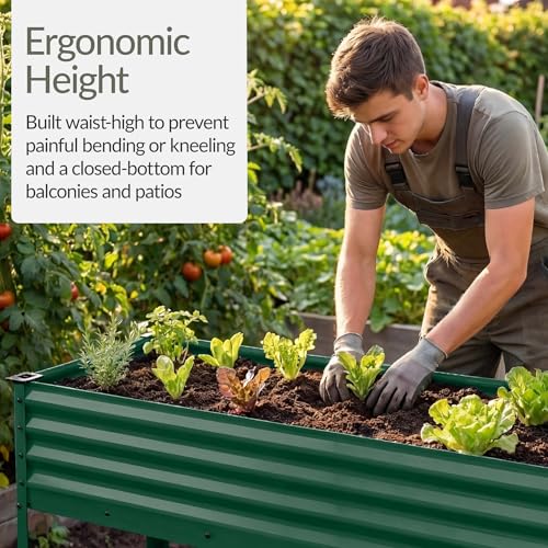 Image of Best Choice Products 48x24x30in Galvanized Raised Garden Bed, Metal Elevated Planter Box, Vegetable Garden for Backyard, Patio, Balcony, 100% Non Toxic Materials - Dark Green