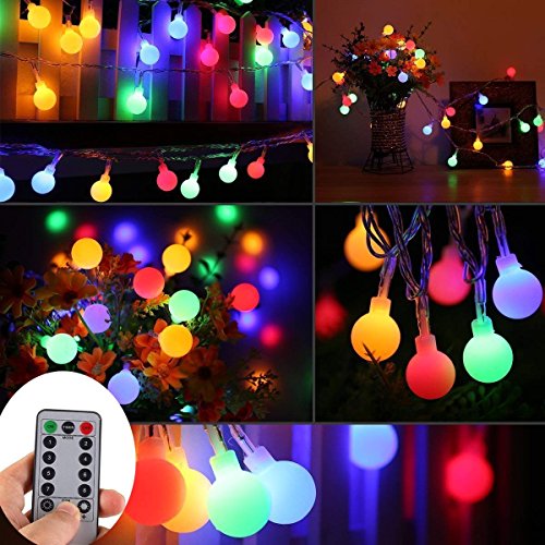 WERTIOO 33ft 100 LEDs Battery Operated String Lights Colorful Globe Fairy Lights with Remote Control for Outdoor/Indoor Bedroom,Garden,Christmas Tree[8 Modes,Timer ] (Multicolor)