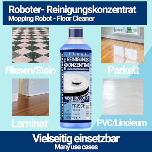 Dweilrobot reinigingsmiddel 6x1000ml concentraat schuimarm streepvrij frisse geur voor alle waterbestendige vloeren - Afbeelding 5