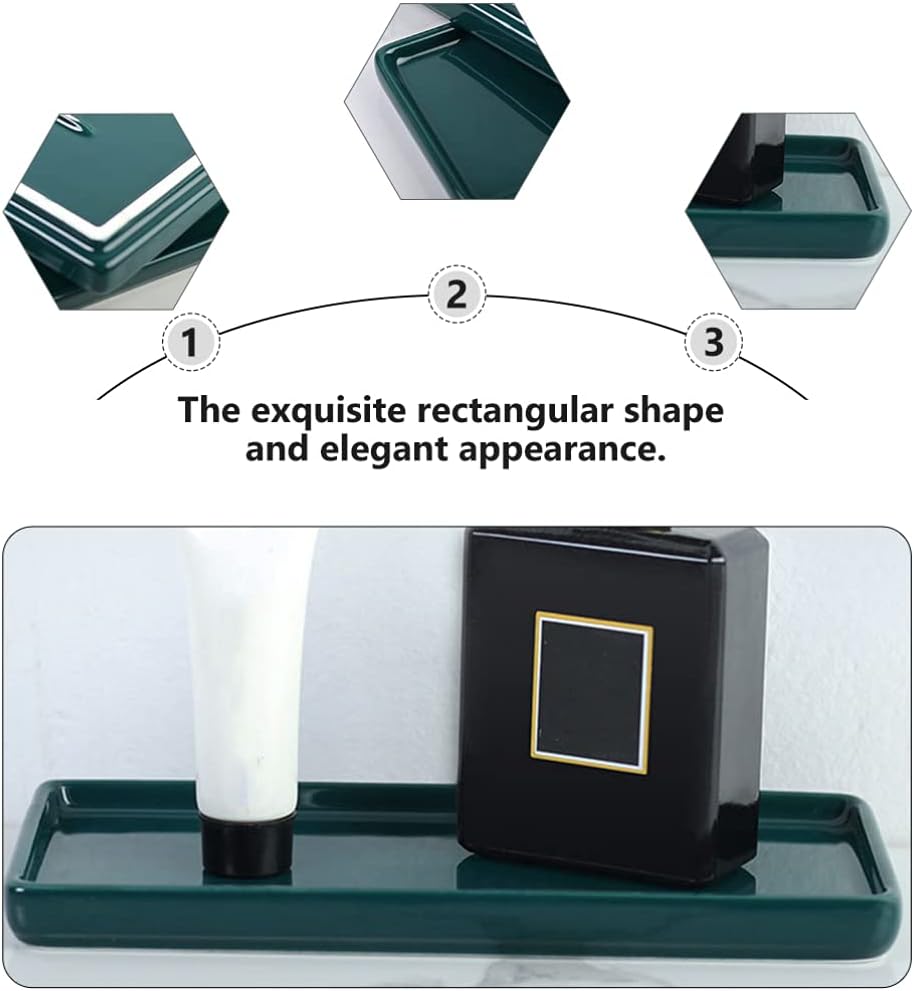 Cabilock 2pcs Ceramic Vanity Tray Bathroom Sink Storage Tray Decorative Bathtub Tray Organizer Cosmetics Holder for Jewelry Makeup Perfume Shampoo Plant Towel Green : Home & Kitchen