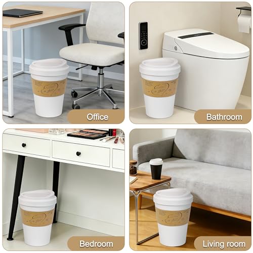 Caneca de basura blanca con tapa abatible 3.4 gal miniatura 6