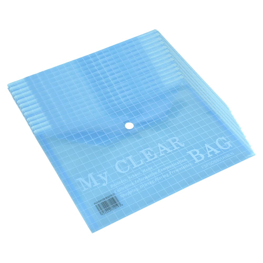FIS Pack of 12 Pieces My Clear Button Bag Blue