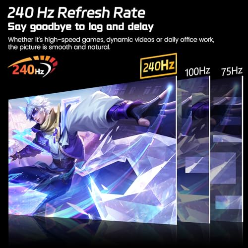 Image of 27 Inch Touch Screen Monitor 2K 240Hz QHD 2560x1440 IPS Computer Monitor, HDMI & Type C & USB & DisplayPorts, 10-Point Multi Touch PC Display for Business & Gaming, Frameless, 240Hz, VESA