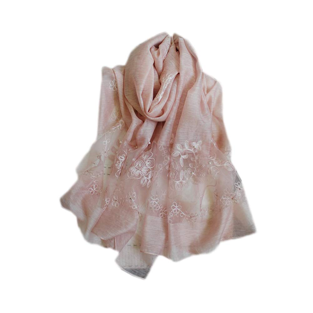 Silk Shawl, Fashion Elegant Style, Botanical Flower Embroidery Pattern, Travel Banquet Decoration Sunscreen Shawl, 198 * 85CM,C