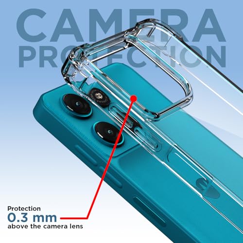 Image of Amazon Basics Back Cover for Motorola Moto G67 Power 5G / G57 Power 5G PC + TPU Clear Transparent Raised Edges Shockproof Protective Phone Bumper Case (Transparent)