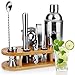 Duerer Kit de barman con soporte, set de coctelera de 11 piezas con elegante soporte de bambú, juego de herramientas Perfect Home Bar y kit profesional de barman Martini - Bono de recetas exclusivas