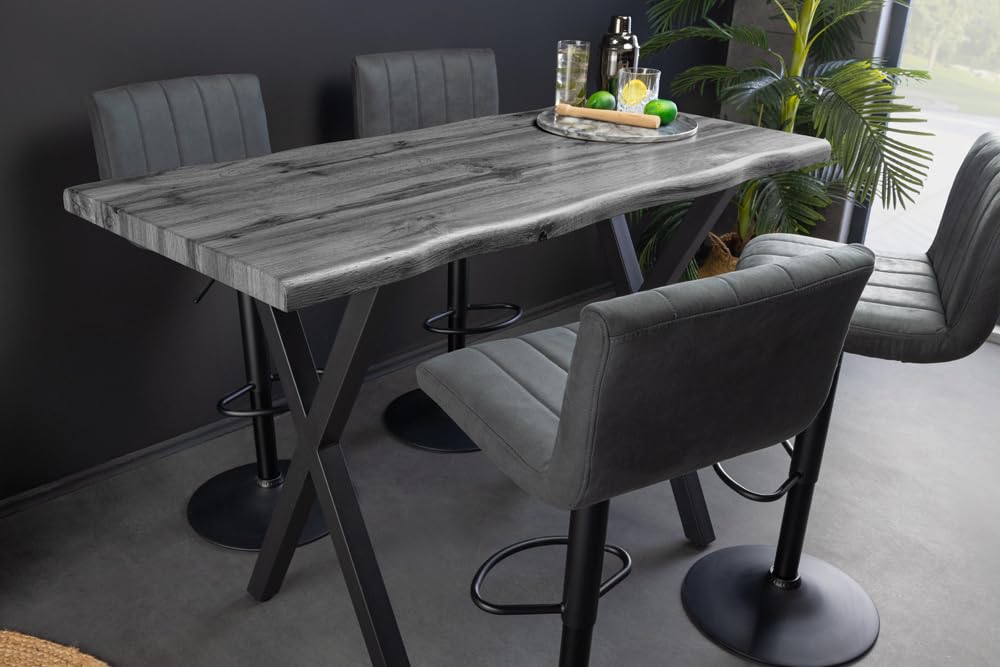 Riess Ambiente Industrial Bartisch WILD - 120cm - grau schwarz - Wildeichen-Design Metall X-Gestell