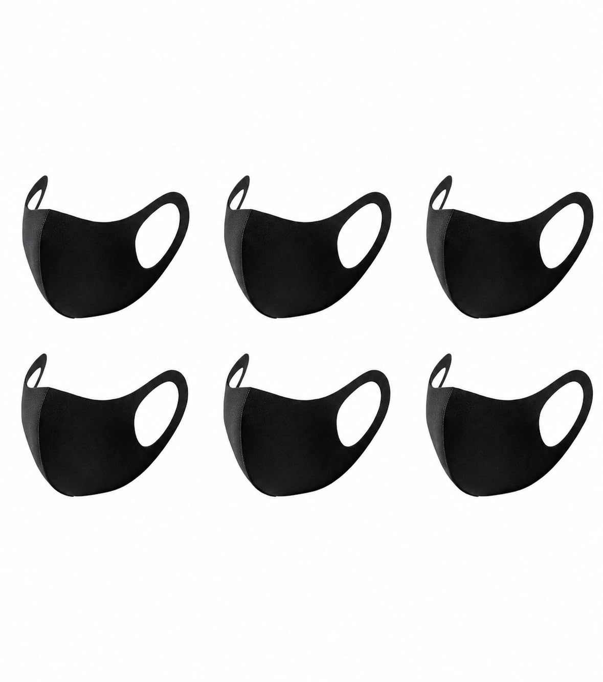 Black Reusable Face Masks, Soft Stretch Fabric, Contoured Fit with Ear Loops, 6 Pack-picture-24