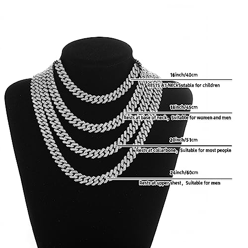 Cuban Link Chain Mens Ice Out Miami Cuban Necklace Silver/Gold Bling Diamond Hip Hop Jewelry for Women4