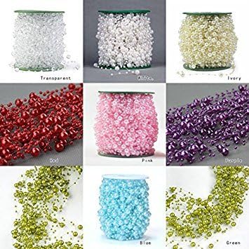200 Feet Roll Beautiful Ivory Fishing Line Artificial Pearls Beads Chain Garland Flowers DIY Wedding Party Decoration Products Supply