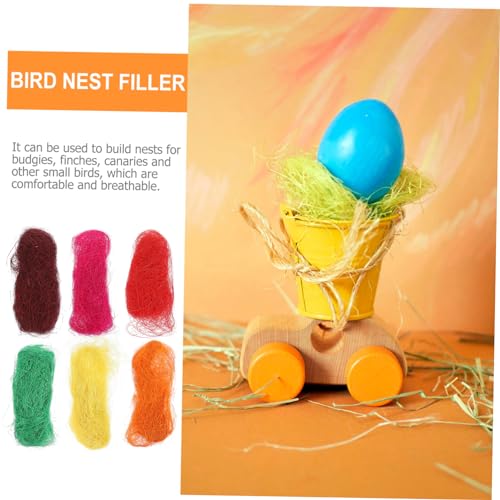 KOMBIUDA 6Pcs Natural Raffia Silk Bird Nest Filling Material for Easter DIY Projects Comfortable and Breathable Nesting Padding for Birds Durable Box Stuffing Random Color - Thumbnail 4