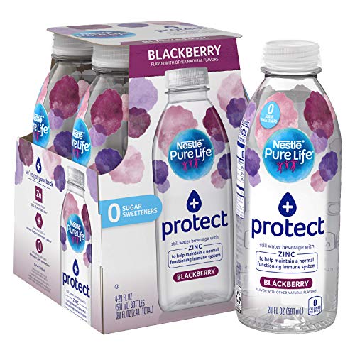 Nestle Pure Life Plus Blackberry Zinc, 20 Fl oz. Plastic Bottle (Pack Of 4)
