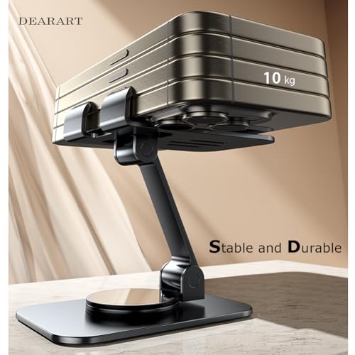 Image of DEARART Cell Phone Stand, 360 Adjustable Phone Stand for Desk, Foldable Phone Holder Fully Carried Easily, Grey (Square Base)