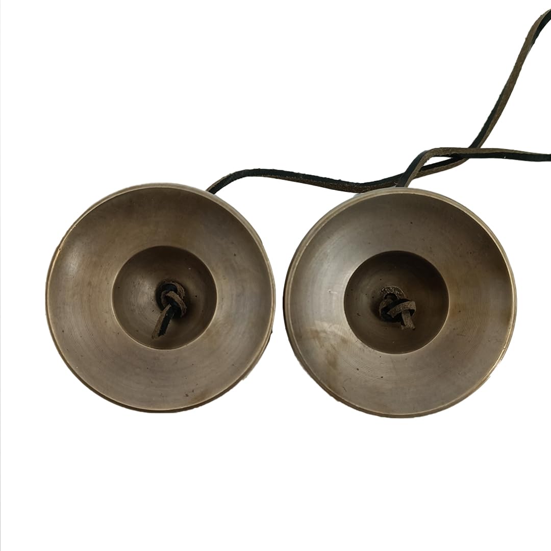 Tibetische Tingsha Becken Glocken Handgefertigte Tibetische Meditation mit buddhistischen Symbolen Tingsha Reine Bronze Tingsha Glocke Yoga Meditation Chimes ca 3,5 Zoll mit Asthamandap Craved