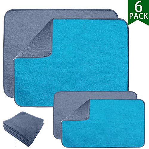 6 Pack - Two 24" X 18" Extra Large Microfiber Dish Drying Mat