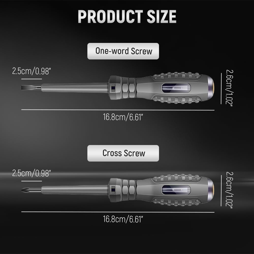 2PCS 2-in-1 High Torque Strong Magnetic Flathead Screwdriver Electricity Detector,Non Contact Voltage Detector,Voltage Tester Pen,Electric Tester Pen,Voltage Tester Screwdriver