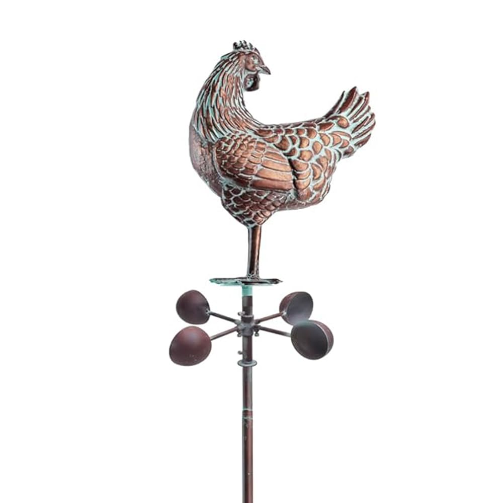 CLYB 79" Metal Hen Yard Art, 3D Large Kinetic Antique Chicken Wind Sculpture Decorations, Metal Chicken Sculptures & Statues, Garden Chicken Wind