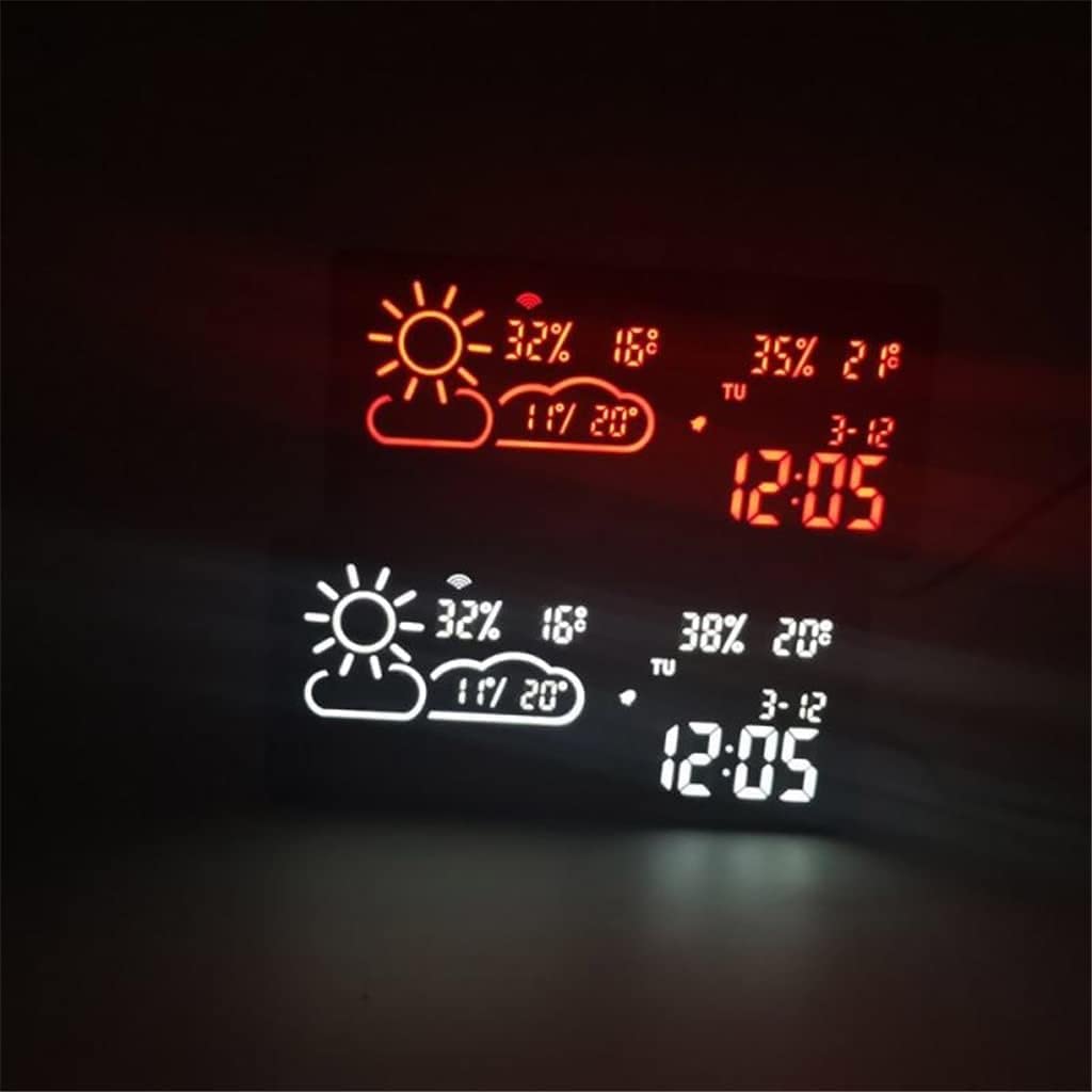 CASOTA Digitaler Wecker Schlafzimmerdekor, LED-Wecker Temperatur Luftfeuchtigkeit Elektronische Desktop-Digital-Tischuhren LED-Smart-Wecker Modern (Farbe: B) (Farbe: A) (Color : B)