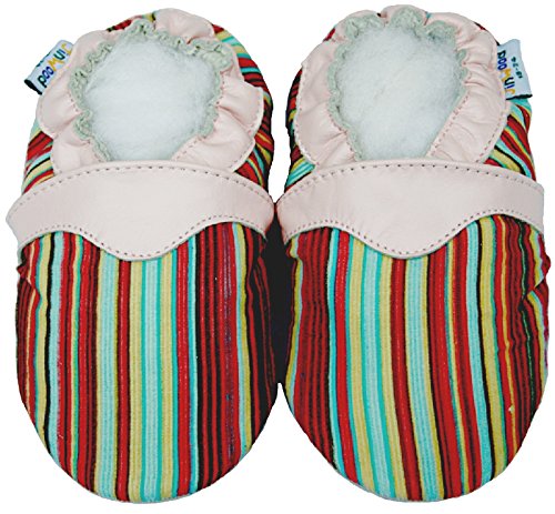 Jinwood Leather Corduroy Baby Shoes Boy Girl Infant Children Kid Toddler First Walk Gift Stripe pink (30-36month, pink)
