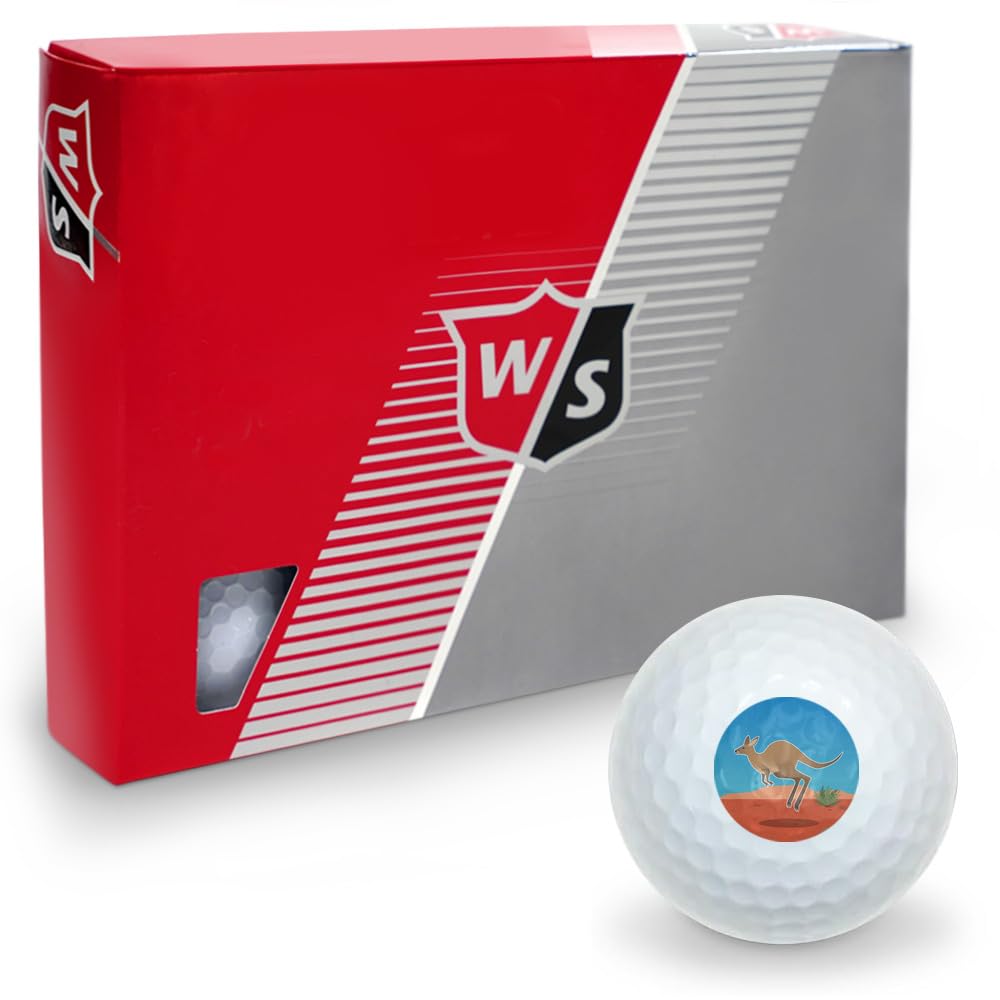 Kangaroo Hopping in The Australian Outback Wilson Golf Balls 12 Pack, Regulation Size Full Color Premium Golf Balls