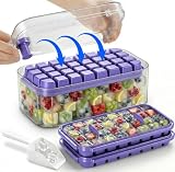 Cubiteras Para Hielo, Moldes Hielo,Bandeja Hhielo,Cubitera de Grado Alimenticio, Liberación de Todos Los Cubitos de Hielo en un Segundo, Molde Hielo Reutilizable Para 64 Ice Cube Tray （morado）