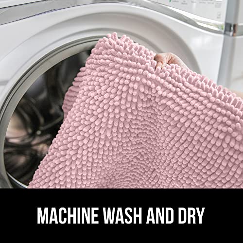 Image of Gorilla Grip Shag Chenille Bathroom Toilet Lid Cover, 19.5 x 18.5 Inches Large Size, Machine Washable, Ultra Soft Plush Fabric Covers, Fits Most Size Toilet Lids for Bathroom, Light Pink