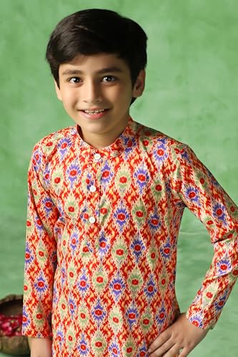 Image of Fashion Dream Boy's Cotton Blend Printed Kurta Pant Set|Kurta Set|Kurta And Pant Set|Kids Ethnic Set|Ethnic Set