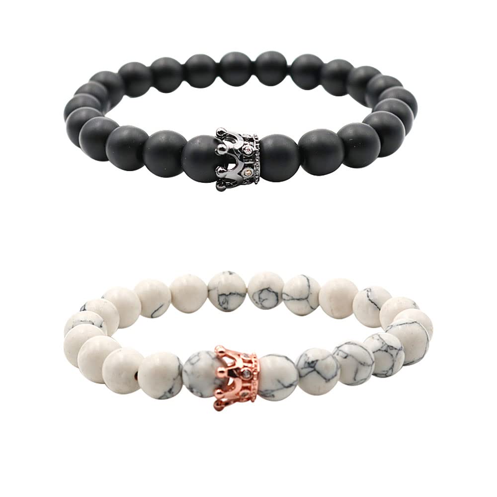 ORiTiCouples Mutual Attraction Bracelets Vows of Eternal Love Charms Jewelry Gifts Set for Lover Women Men 8mm Beads Bracelet