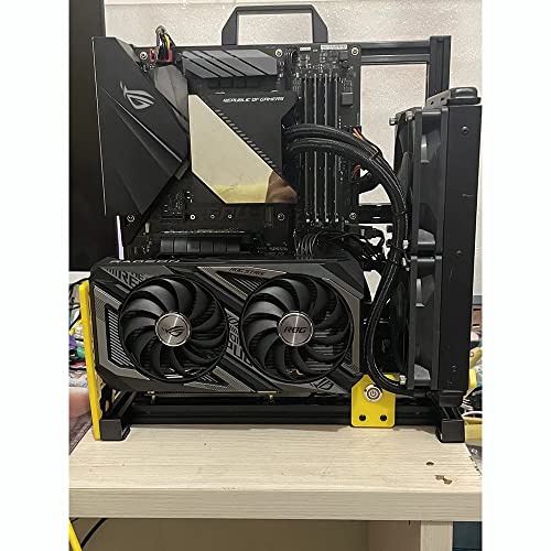 Banco de pruebas ATX para PC con mango portátil, chasis abierto para refrigeración por agua y aire, compatible con overclock y HTPC, soporte para tarjeta gráfica (negro y amarillo) miniatura 5