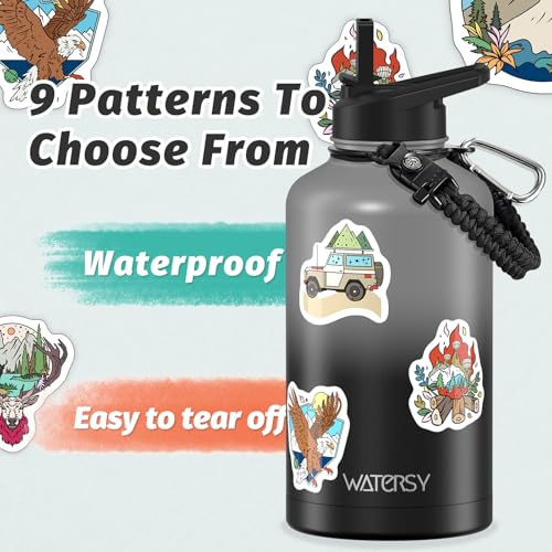 Image of 64oz Insulated Water Bottle (Cold for 48 Hrs),BPA Free&Leak Proof,Half Gallon Stainless Steel Water Flask,Water Jug with Straw Spout Lids for Gym,Hiking,Camping,Grey Black