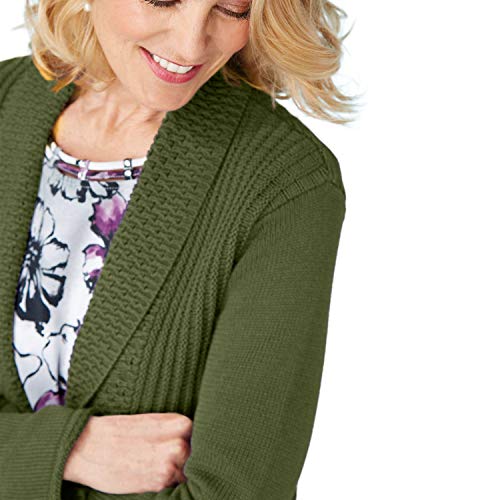 Cardigans for Women Long Sleeve Midweight Swingy Knit Cardigan Sweater W/Pocket-Olive (Medium)3