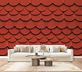 Wall Mural Peel & Stick Roof Tile Texture Rooftop House Repeat roof Tile Pattern Exterior roof Self-Adhesive Wallpaper Removable Wall Decal Wall Sticker Home Decor for Living Room Bedroom 100'x144'