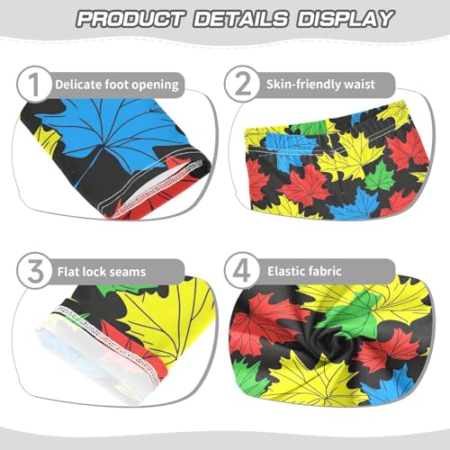 Maple Leaf Yellow Red Green Blue Girls Casual Leggings for Kids Printed Long Pant Bottoms Stretch and Soft3