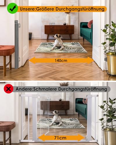 derimkcoa Treppenschutzgitter Ausziehbar für Babys, 0-140 cm Baby Absperrgitter Türschutzgitter Treppenschutzrollo,Tierschutzgitter Geeignet für Treppen/Türen/Innen & Außen (Grau)