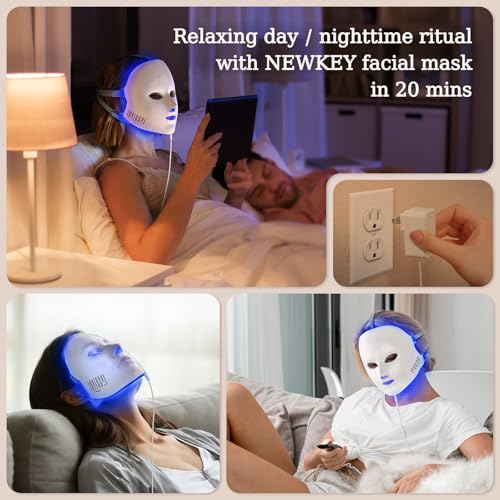 NEWKEY Blue light Therapy Mask for Face Acne, 7 Colors LED Acne Scar Spots Light Therapy Treatment with Silicone Eye Protector for Acne Prone Sensitive Skin and Blemishes Prevention,Plug-in - Image 7