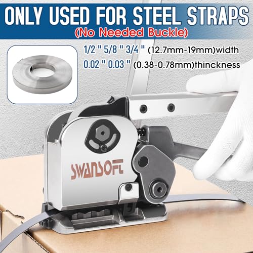 SWANSOFT Steel Banding Strapping Kit, Stainless Manual Packaging Banding Strapping Machine, Metal Steel Banding Tool Packing for Width 1/2